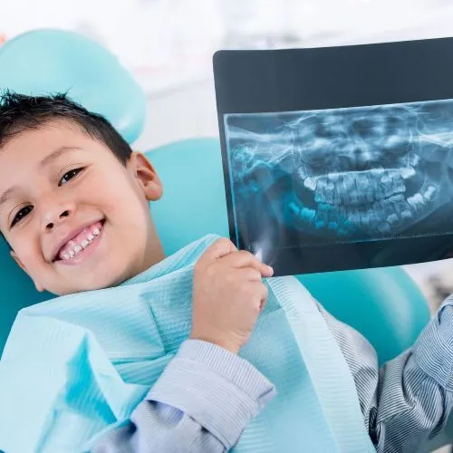 Child getting a dental X-ray